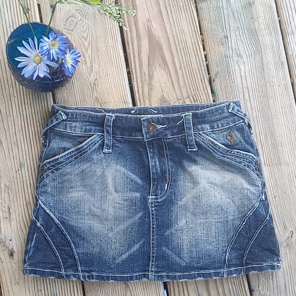 Baby Phat Skirts Baby Phat Vintage Y2k Acid Wash Mini Jean Skirt